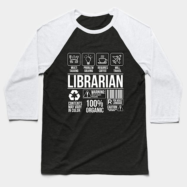 Librarian Label Funny Organic Humor Baseball T-Shirt by Mellowdellow